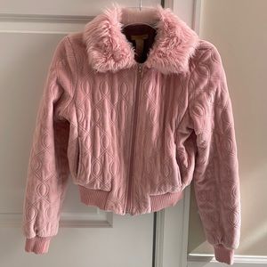 CUTE PINK FUR ZIP JACKET